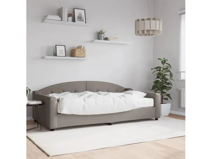 Tagesbett,Sofabett mit Matratze Taupe 100x200 cm Stoff -gkd75636