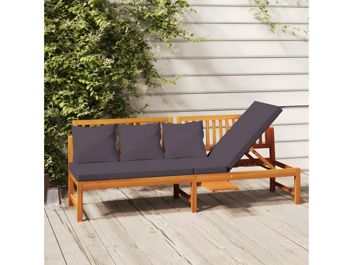 Tagesbett,Sofabett mit Grauen Kissen 200x60x75 cm Massivholz Akazie -gkd86719