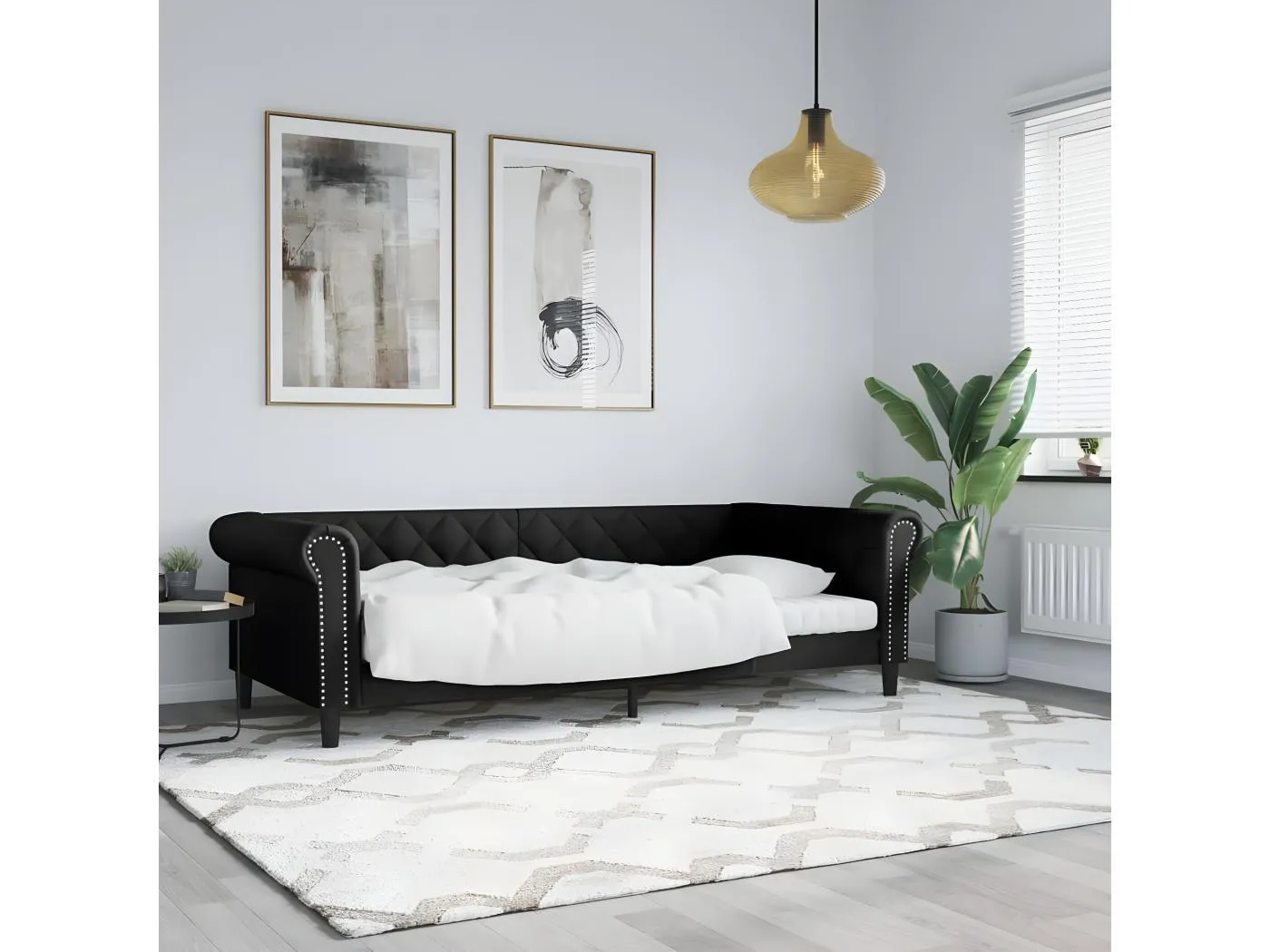 Tagesbett,Sofabett Schwarz 80x200 cm Kunstleder -gkd13373