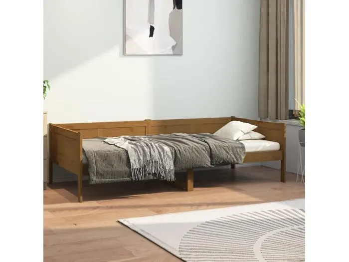 Tagesbett,Sofabett Honigbraun Massivholz Kiefer 90x190 cm -gkd34653