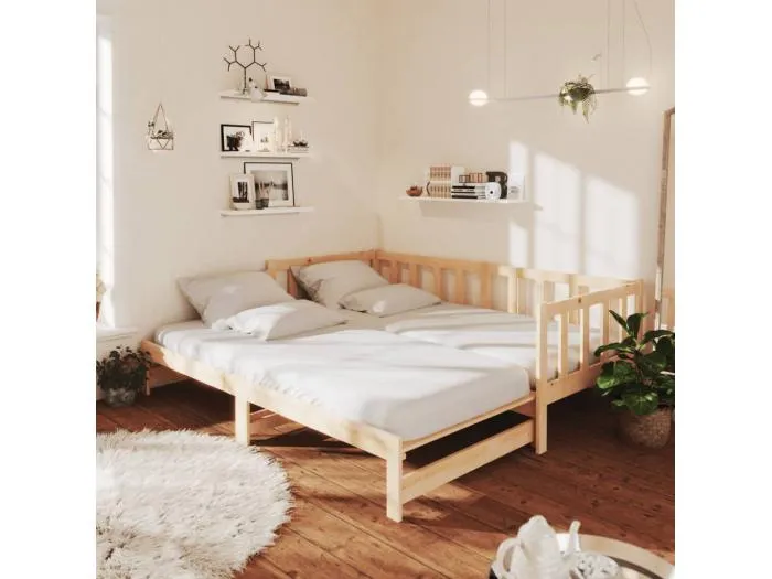 Tagesbett Ausziehbar,Ausziehbett 90x200 cm Massivholz Kiefer -gkd33099