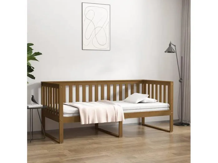 Tagesbett,Sofabett Honigbraun 100x200 cm Massivholz Kiefer -gkd85828
