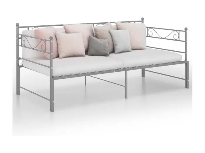 Tagesbett Ausziehbar,Ausziehbett Grau Metall 90x200 cm -gkd64966