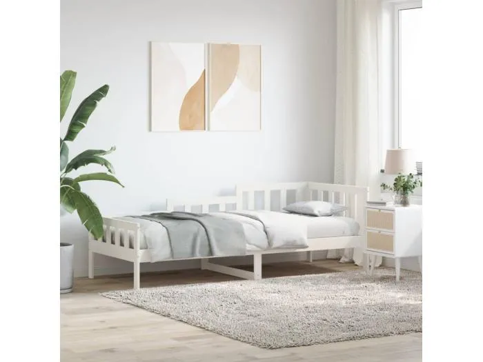 Tagesbett,Sofabett Weiß 90x200 cm Massivholz Kiefer -gkd23541