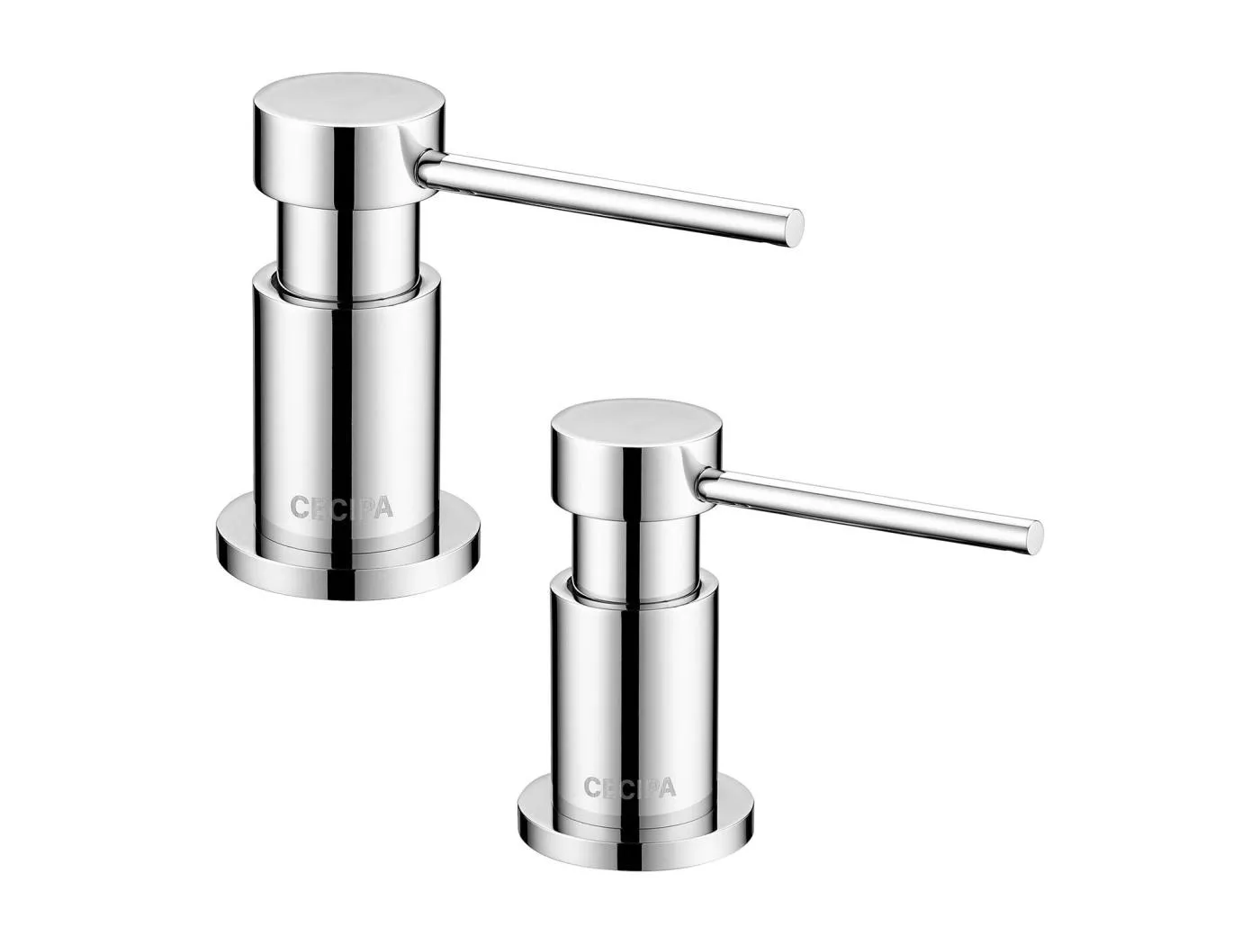 2 x verchromter Seifenspender für die Küche, Seifenspender für die Spüle mit 300 ml Behälter + 1,25 m Silikon-Verlängerungsschlauch