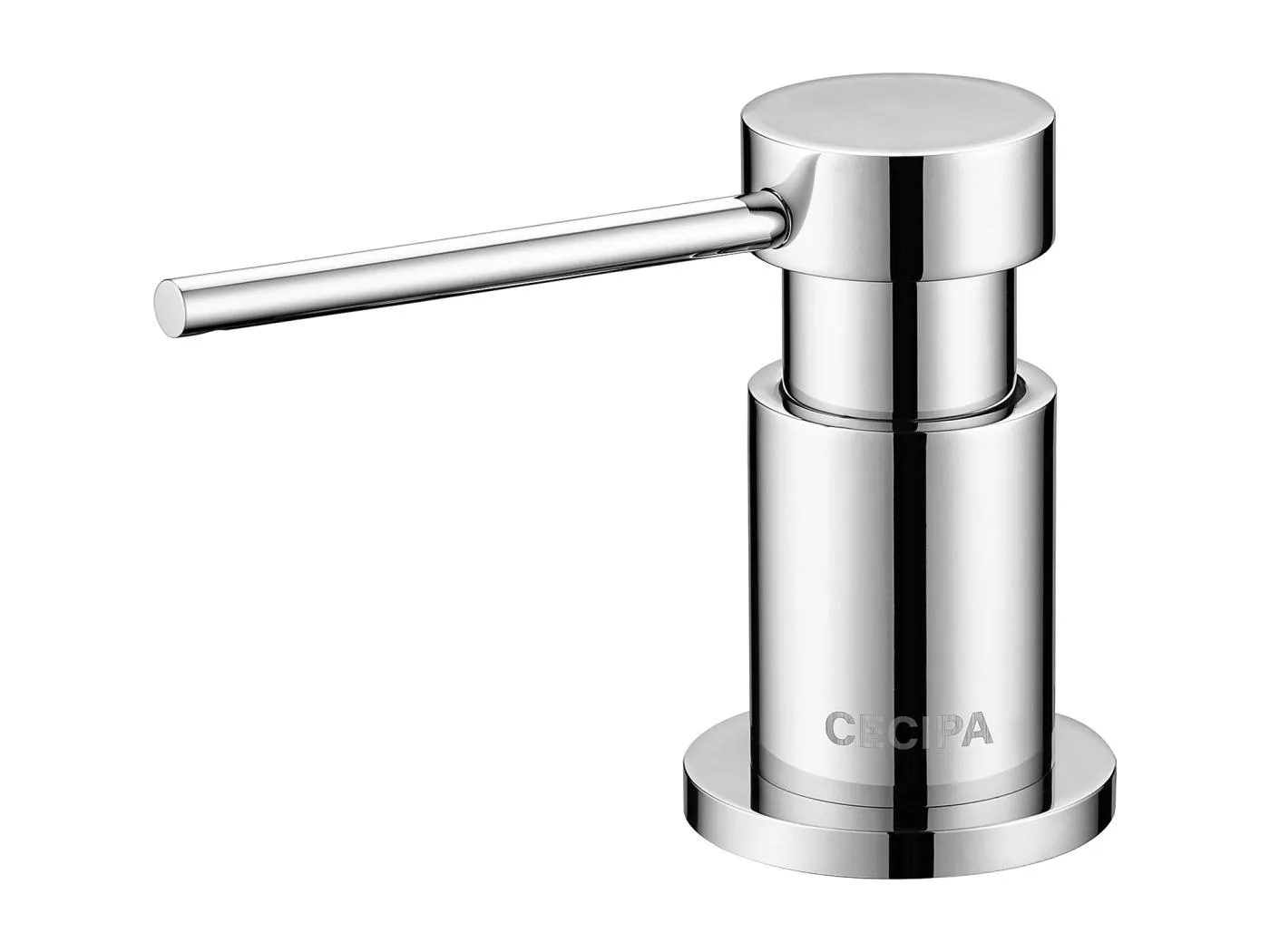 Cecipa max Chrom-Seifenspender für die Küche, Spülbeckenseifenspender mit 300-ml-Behälter + Silikon-Verlängerungsschlauch, EU-Modell