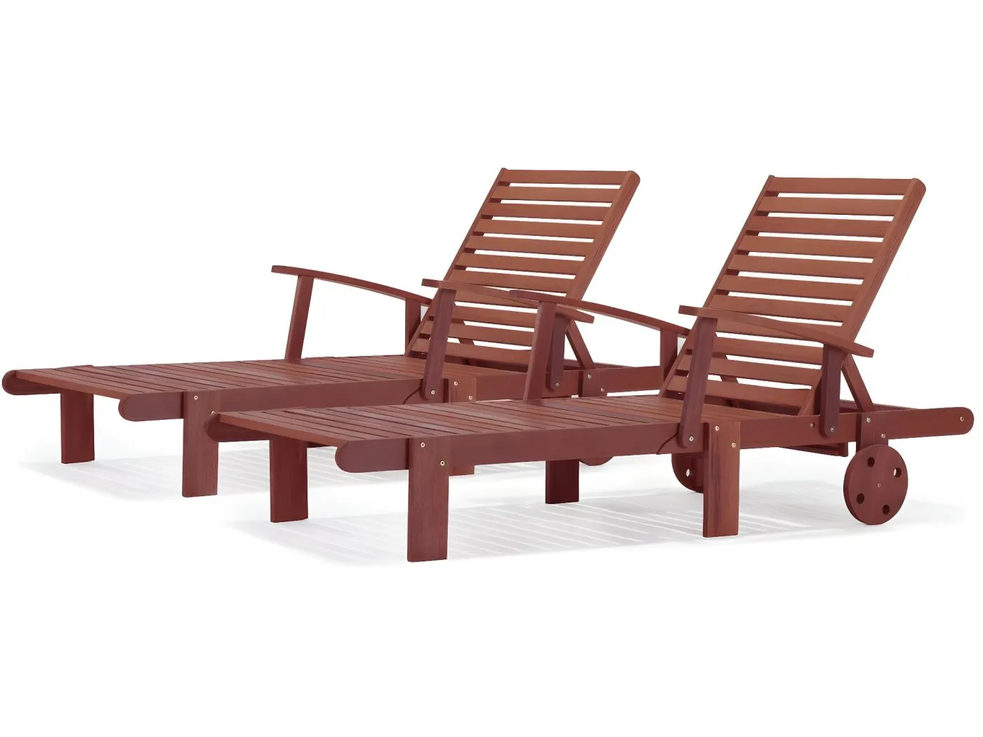 2er-Set einklappbare Sonnenliegen aus Tropenholz "Tokyo" - Mahagoni - Mahagonibraun