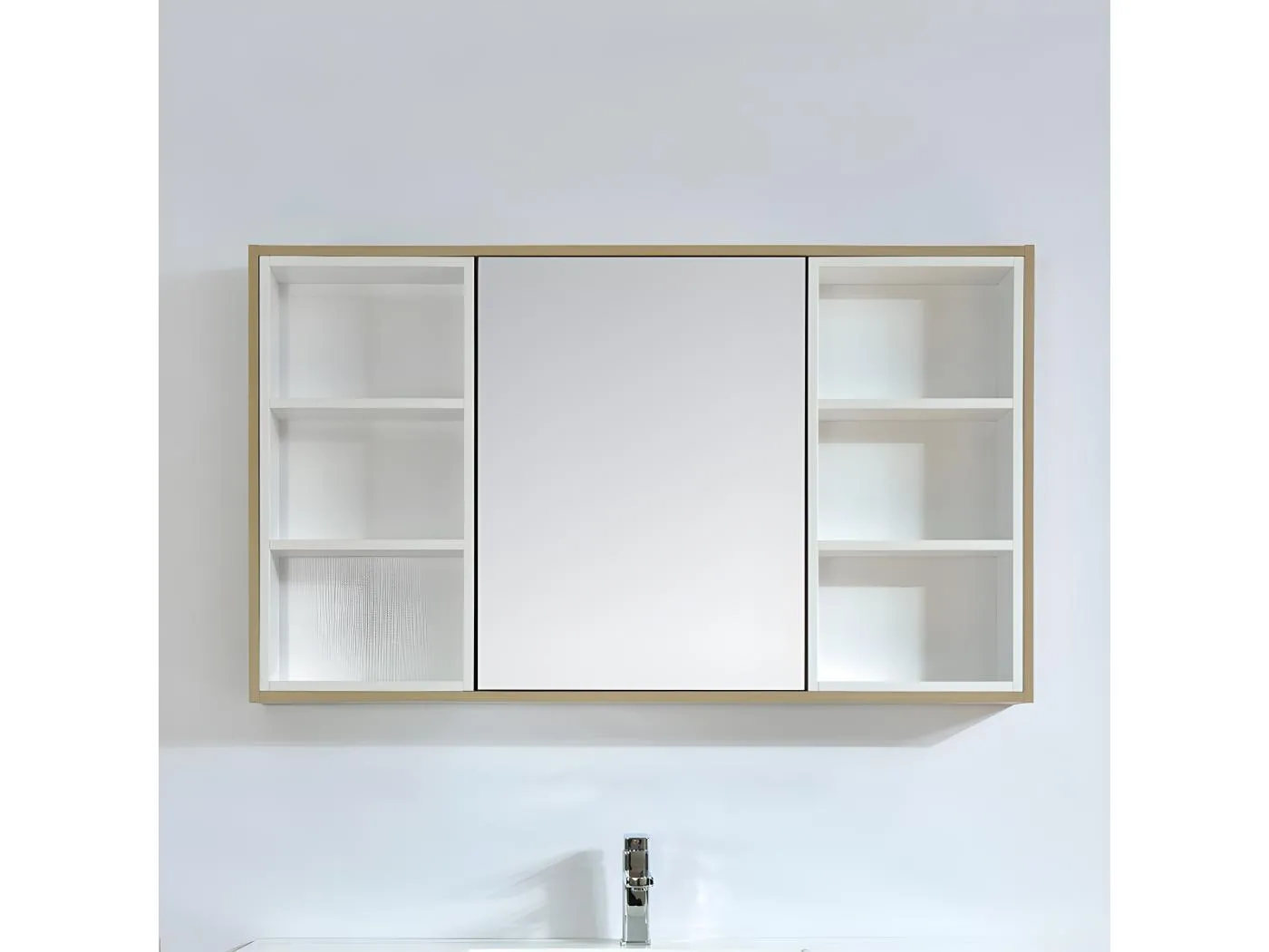 Designer Spiegelschrank mit Melamin Eiche Finish FRAME 120 cm