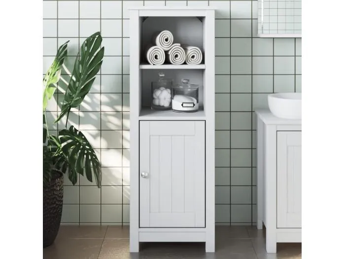 Badschrank BERG Weiß 40x34x110 cm Massivholz Kiefer