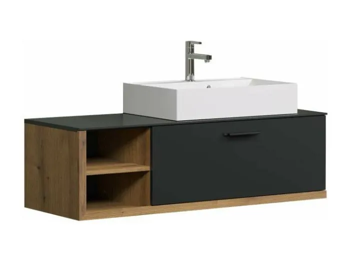 Synnax Waschbeckenunterschrank grau, Eiche dekor.