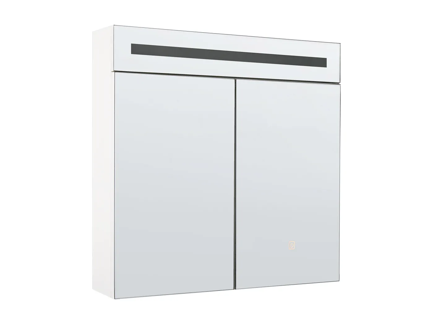 Moderner Bad-Spiegelschrank 60x60 cm 2 türig mit LED Beleuchtung weiß Jaramillo