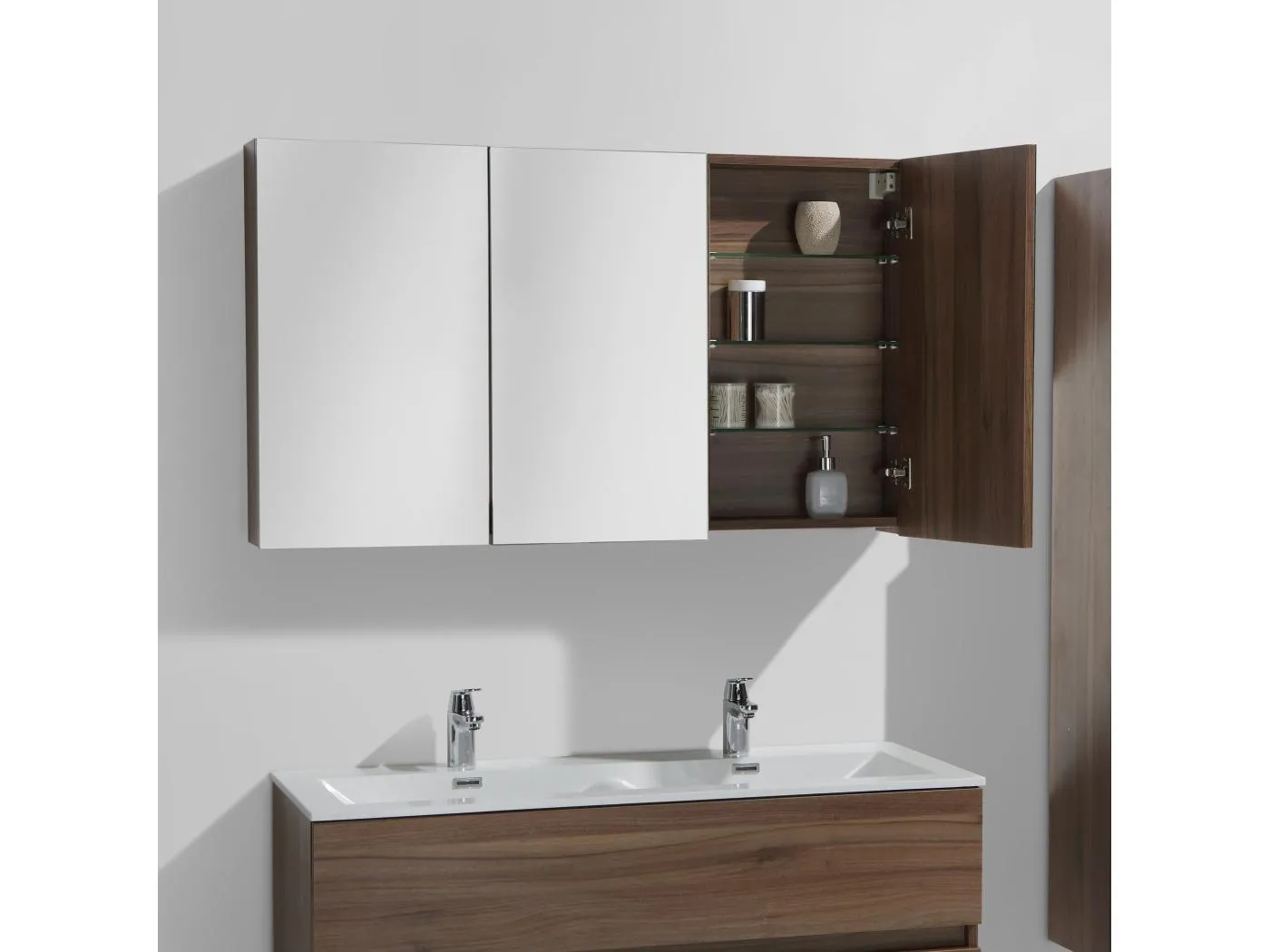 Spiegelschrank Bad 120 cm montiert Nussbaum SIENA