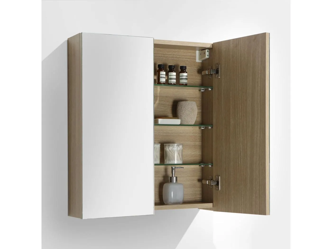 Spiegelschrank Bad 60 cm montiert Eiche hell SIENA