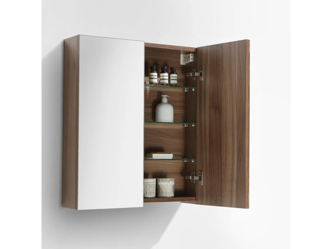 Spiegelschrank Bad 60 cm montiert Nussbaum SIENA