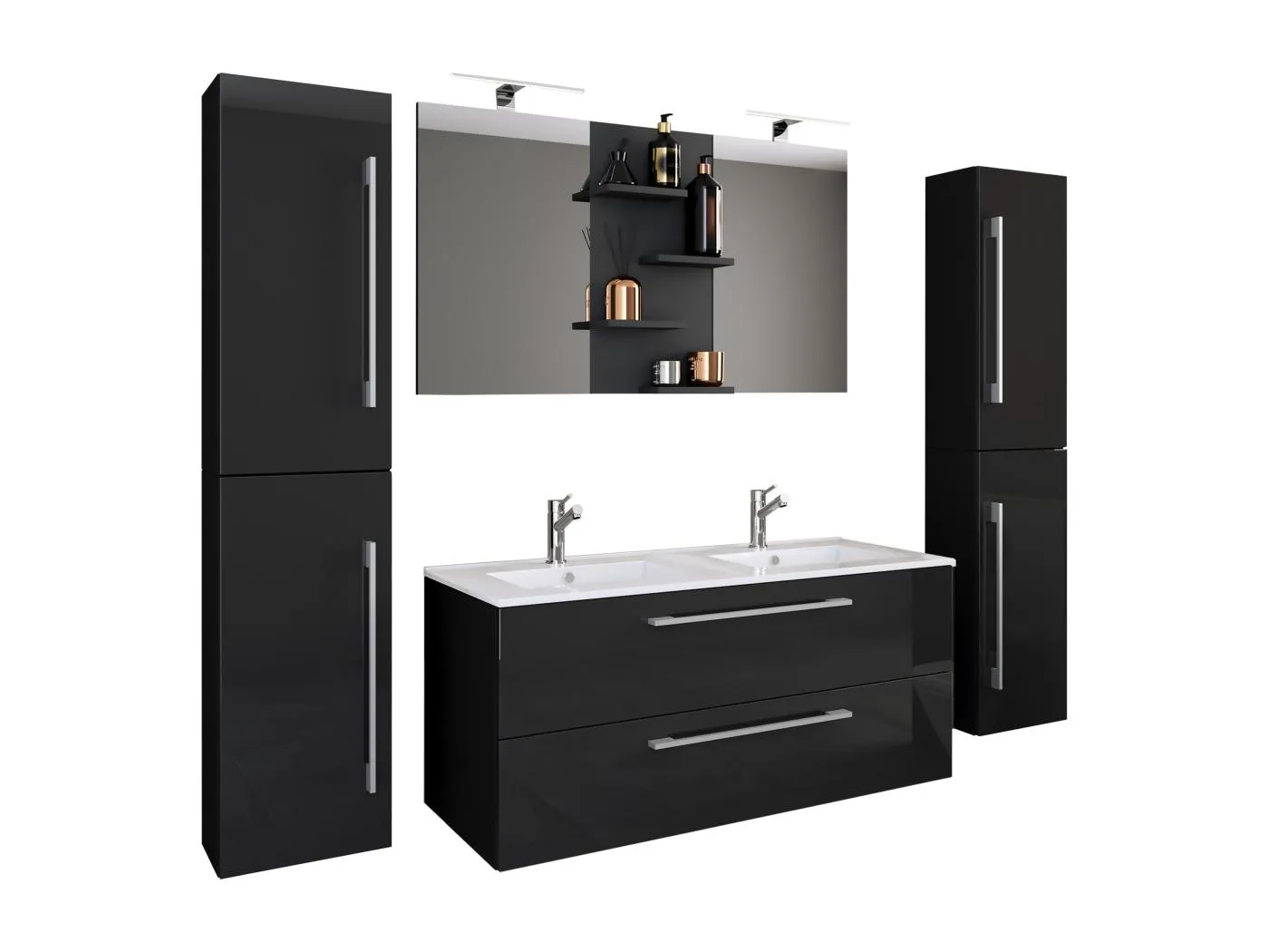 5-tlg. Doppel Waschplatz Zwei Waschtisch Budasi SP