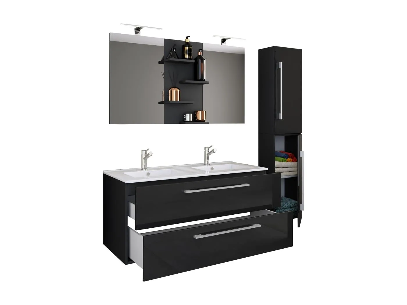 4-tlg. Doppel Waschplatz Zwei Waschtisch Budasi SP