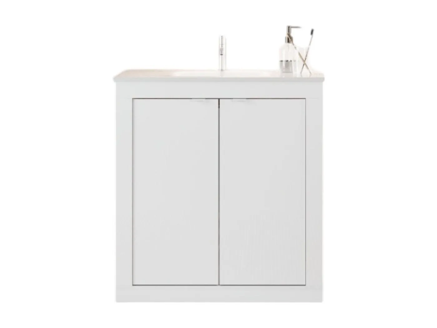 Badezimmermöbel WIEN – 1 Waschbecken – 2 Türen – 82 cm – Hochglanz Weiß – Modernes Design