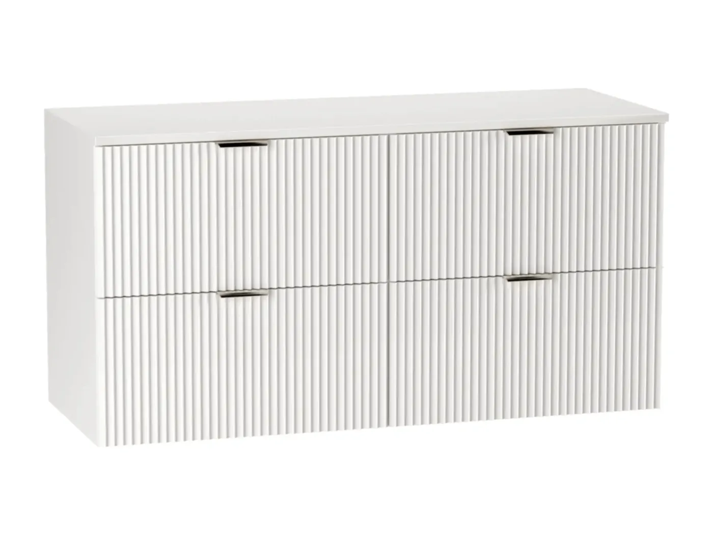 Waschtischunterschrank WENA, geriffelte Fronten, Willy, 120x60x47 cm, Weiß