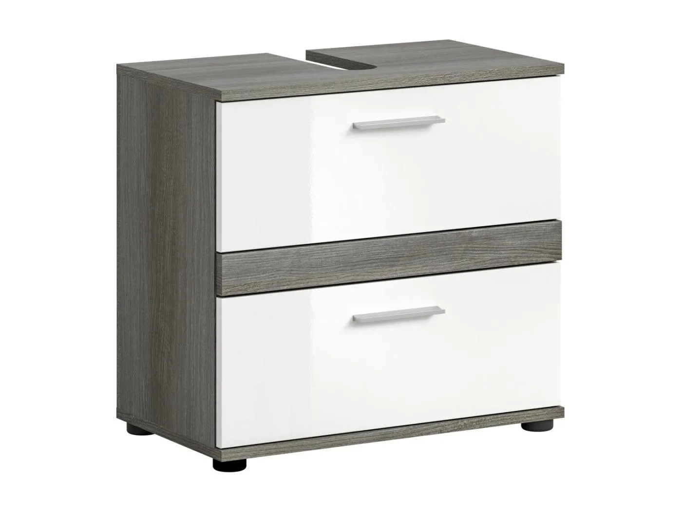 Möbelwaschtisch WILLIAM – Dunkelgrau und Weiß – 60x57x34 cm – 2 Schubladen
