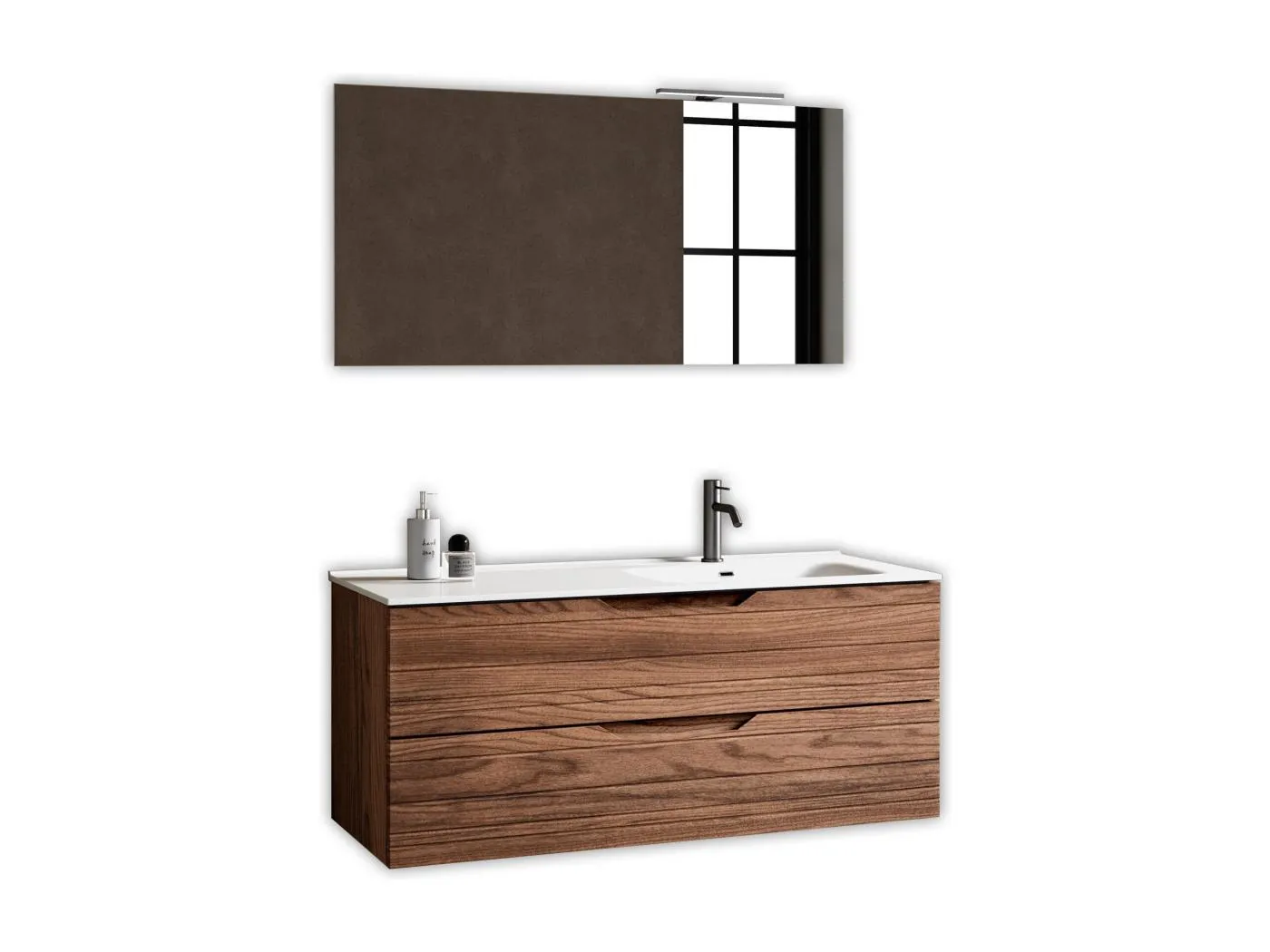 4-teiliges Set mit rechter Badewanne SOLMIRA rio-eiche