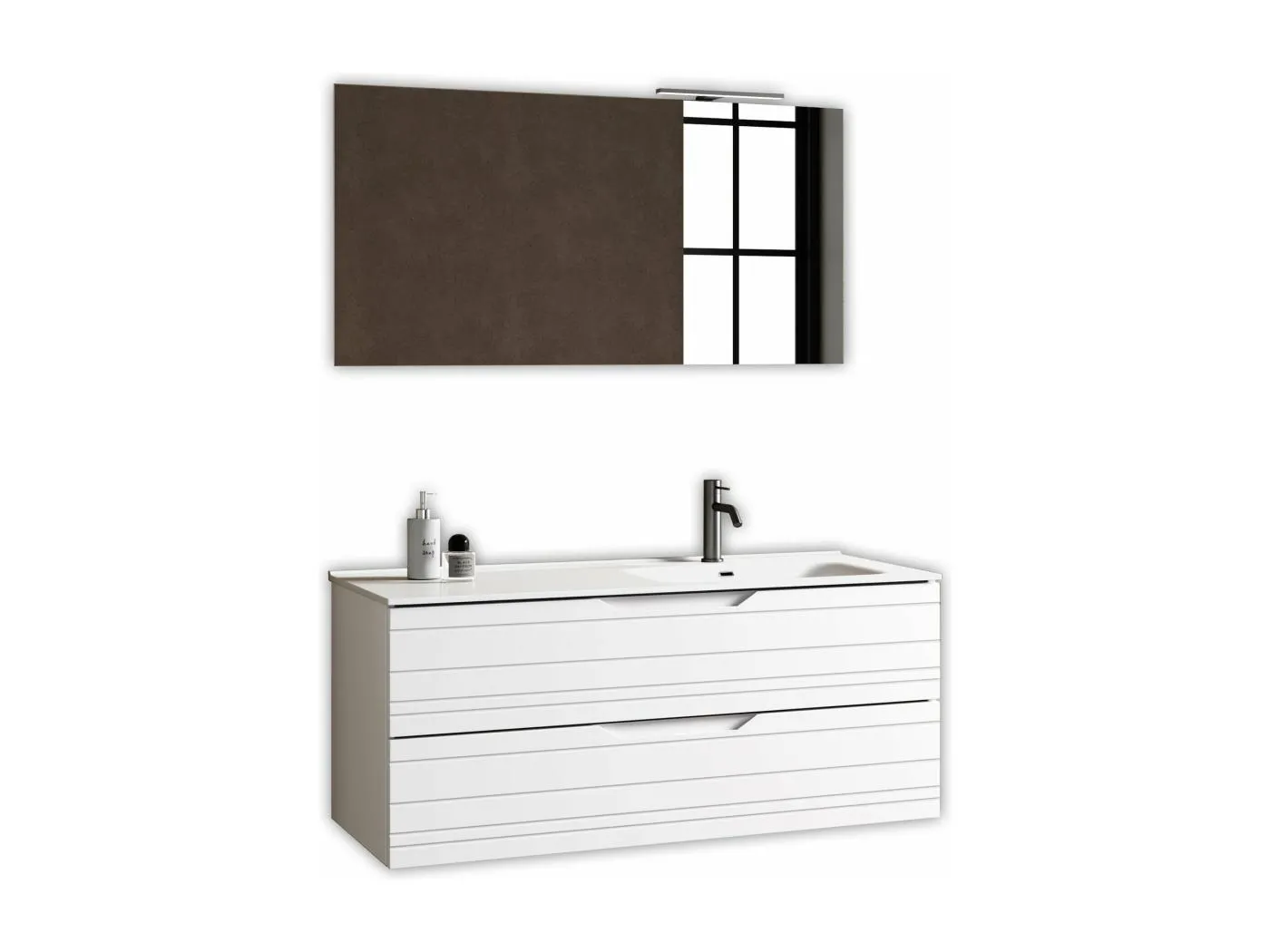 4-teiliges Set mit rechter Badewanne SOLMIRA mattweiß