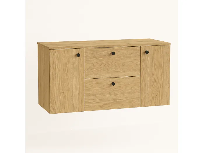 Waschtischunterschrank WENA, mit 2 Türen und 2 Schubladen, glatte Fronten, Beti, 120x60x47 cm, Eiche Cremona