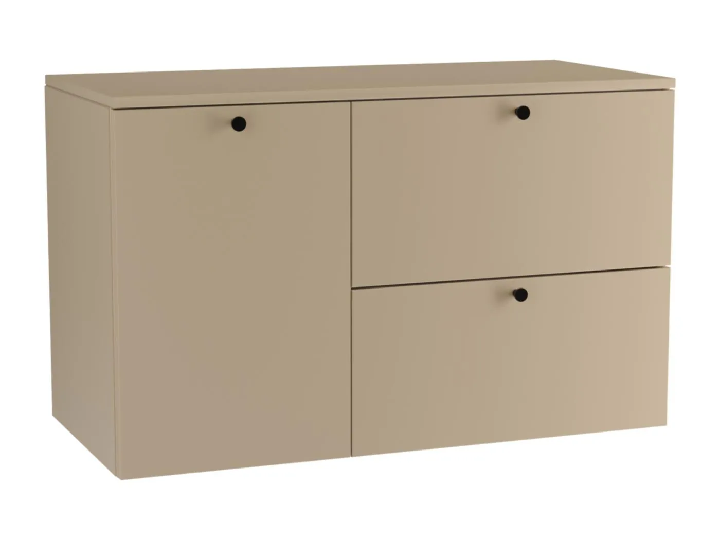 Waschtischunterschrank WENA, glatte Fronten, mit Wäschekorb, Beti, 100x60x47 cm, Cappuccino