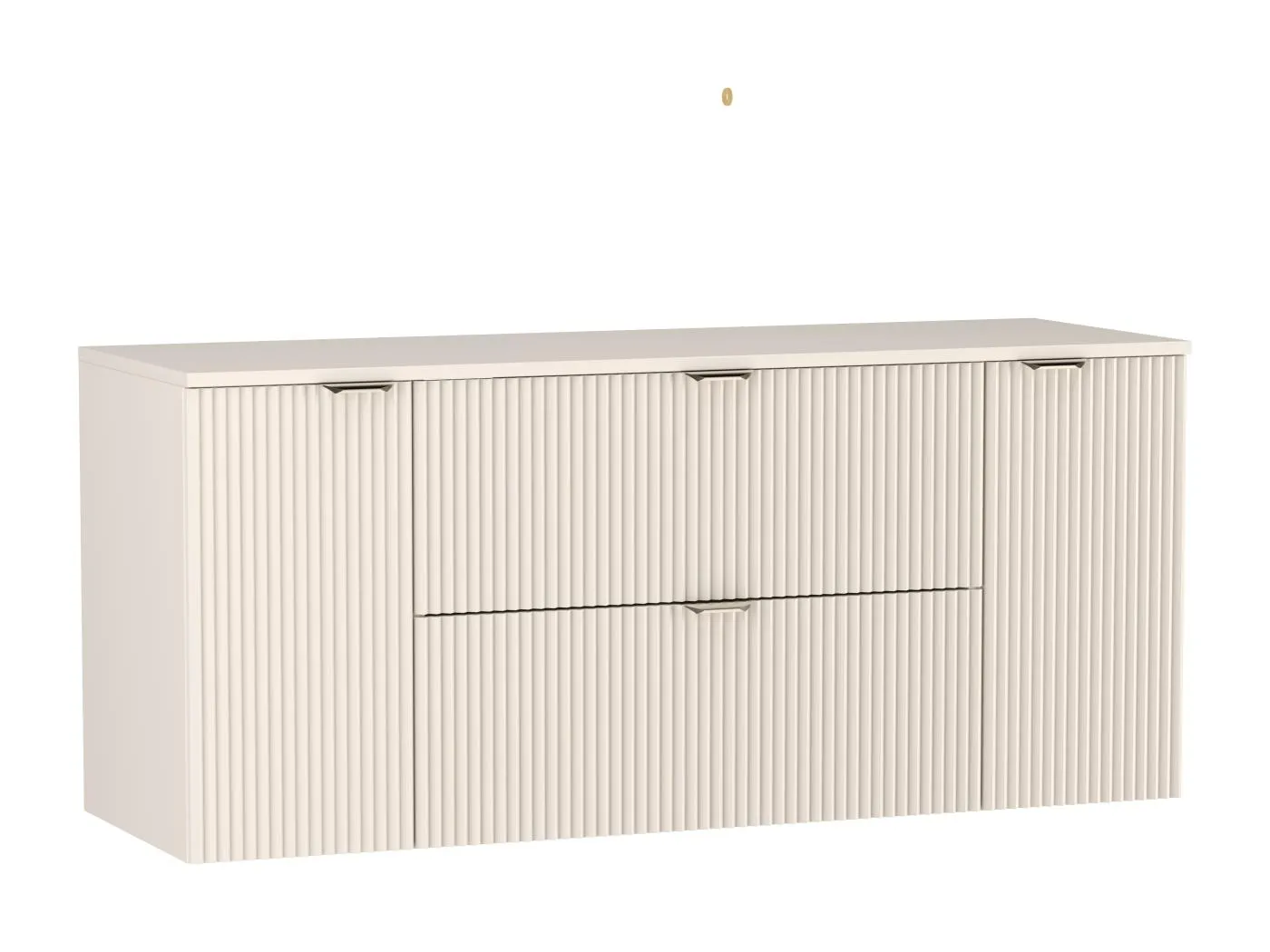 Waschtischunterschrank WENA, mit 2 Türen und 2 Schubladen, geriffelte Fronten, Willy, 140x60x47 cm, Kaschmir