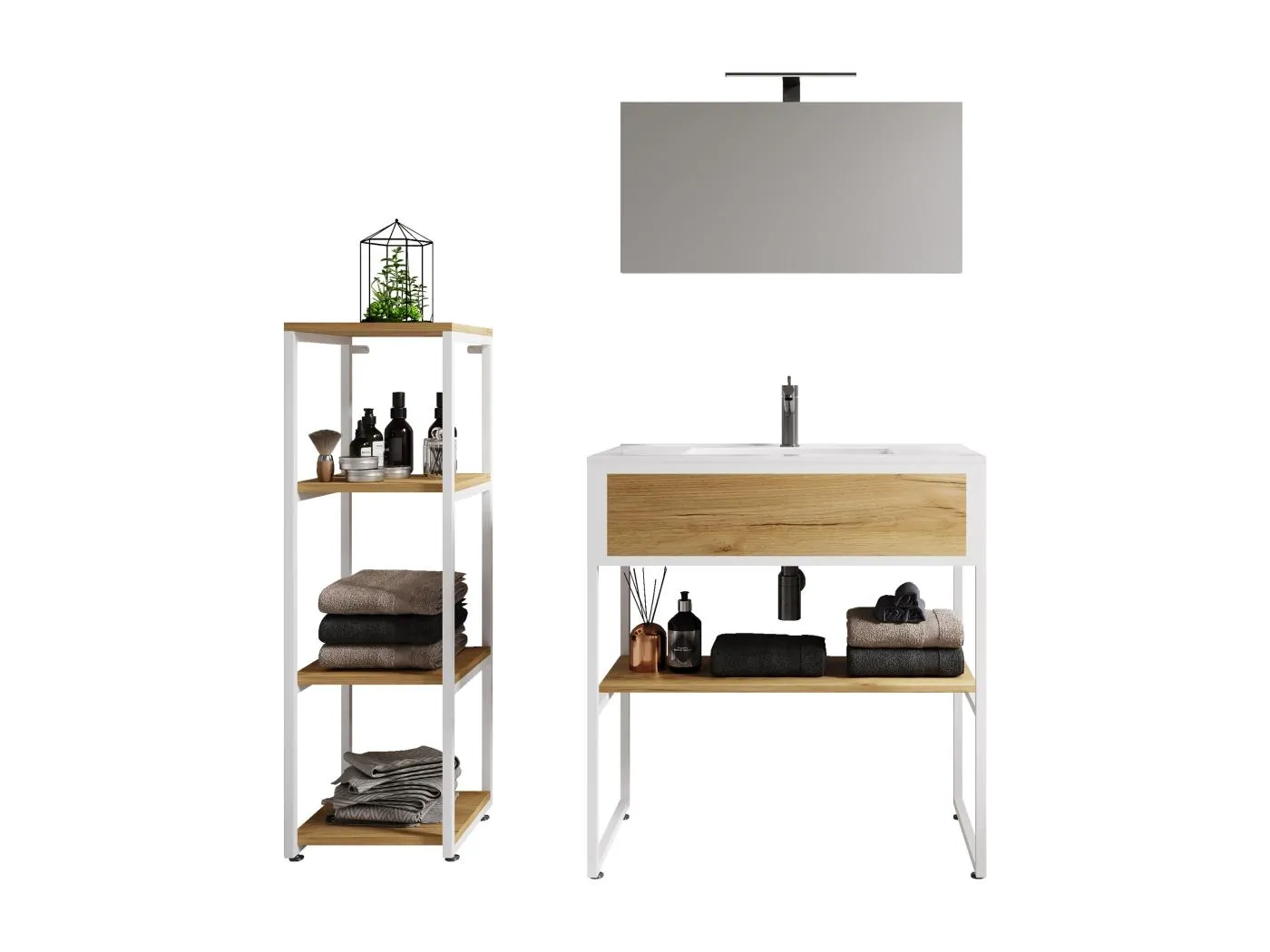 4-tlg. Waschtisch Badmöbel Waschbecken Bitila 80