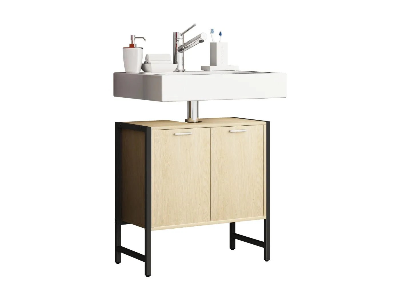 Holz Badmöbel Badunterschrank Edino  Drehtüren