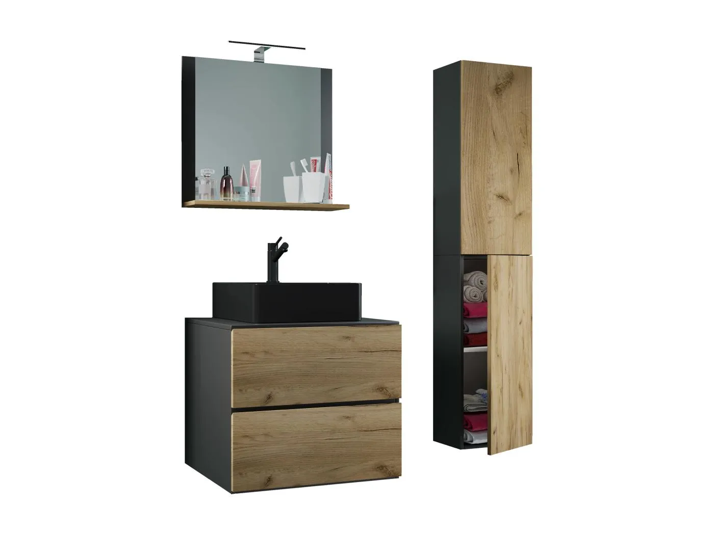 4-tlg Waschtisch Badmöbel Lendas 60 cm L Schublade