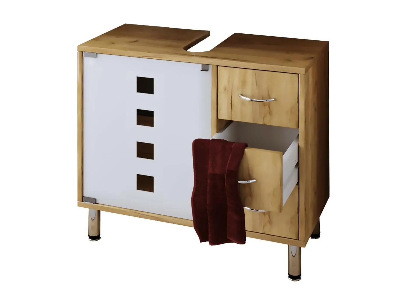 Holz Badmöbel Badunterschrank Darola Schublade