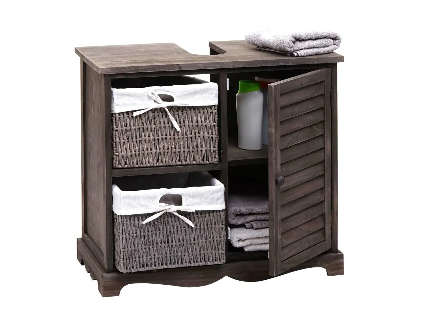 Waschbeckenunterschrank MCW-H20, Shabby grau-braun