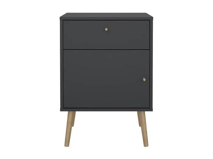 Bodo Nachttisch 1 Tür, 1 Schublade matte grau.