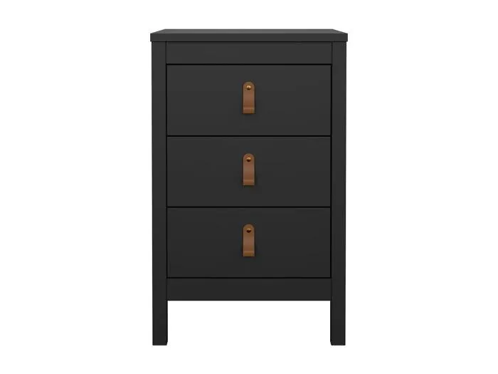 Madrid Nachttisch 3 Schubladen matt schwarz.