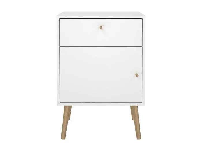 Bodo Nachttisch 1 Tür, 1 Schublade weiß.