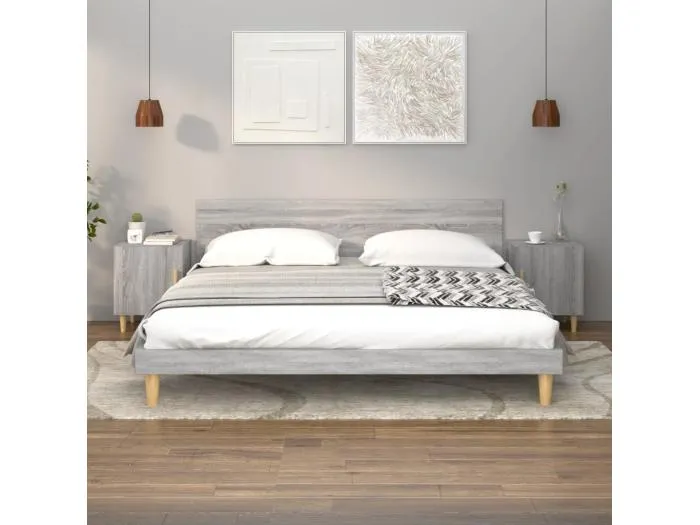 2er-Set Nachttische Nachtschrank Grau Sonoma Holzwerkstoff -RN93932