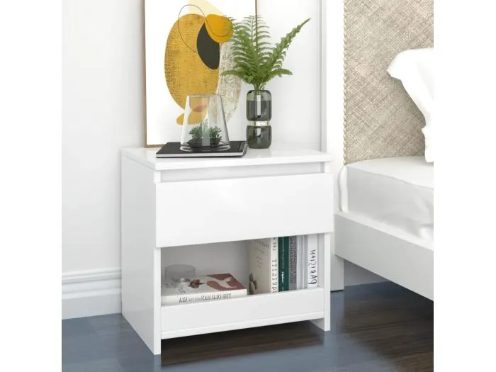 2er-Set Nachttische Nachtschrank Hochglanz-Weiß 40x30x39 cm Holzwerkstoff -RN87911