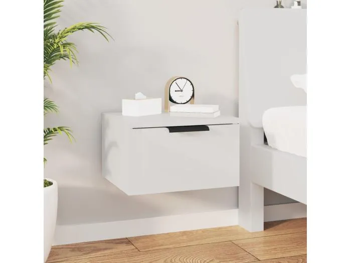 Wand-Nachttisch Nachtschrank Hochglanz-Weiß 34x30x20 cm -RN57005