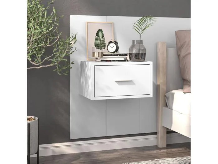Wand-Nachttisch Nachtschrank Weiß -RN78392