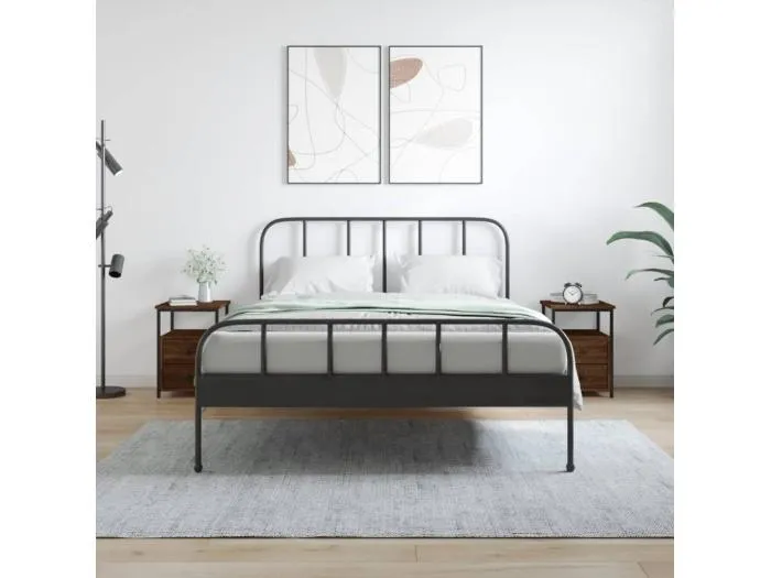 2er-Set Nachttische Nachtschrank Braun Eichen-Optik 34x35,5x50cm Holzwerkstoff -RN43484