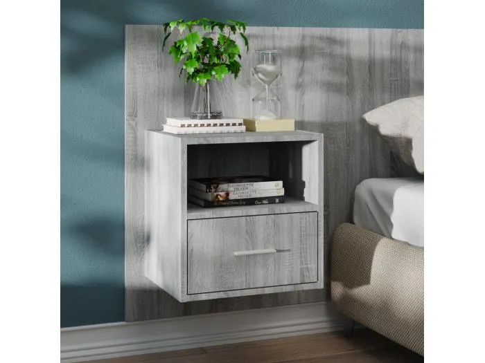 Wand-Nachttisch Grau Nachtschrank Sonoma -RN83184