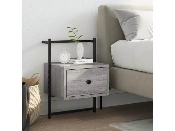 Wand-Nachttisch Grau Nachtschrank Sonoma 35x30x51 cm Holzwerkstoff -RN64195