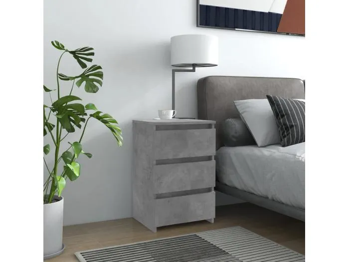 2er-Set Nachttische Nachtschrank Betongrau 40x35x62,5 cm Holzwerkstoff -RN73275