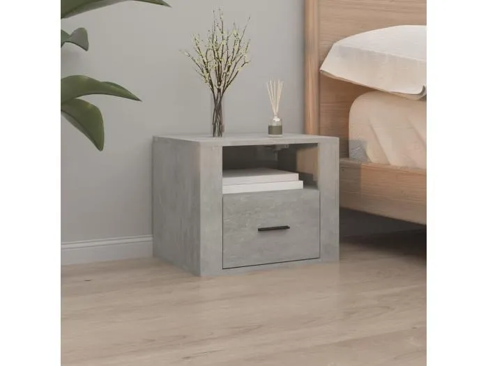 Wand-Nachttisch Betongrau Nachtschrank 50x36x40 cm -RN15530