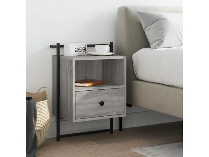 Wand-Nachttisch Grau Nachtschrank Sonoma 40x30x61 cm Holzwerkstoff -RN99327