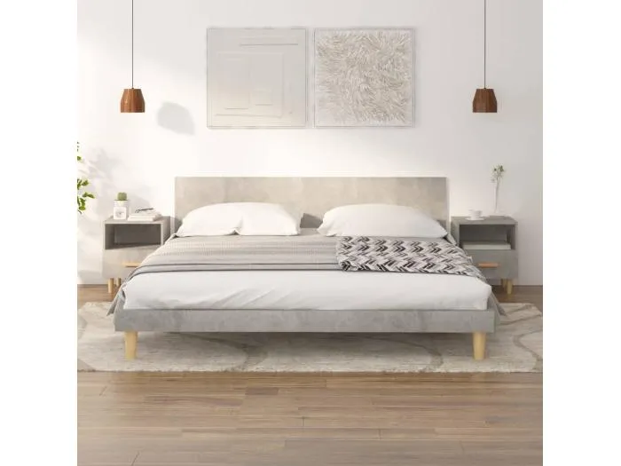 2er-Set Nachttische Nachtschrank Betongrau 40x35x47 cm -RN34878