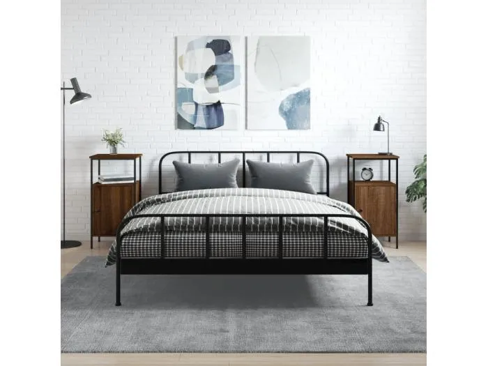 2er-Set Nachttische Nachtschrank Braun Eichen-Optik 41x31x80 cm Holzwerkstoff -RN68511