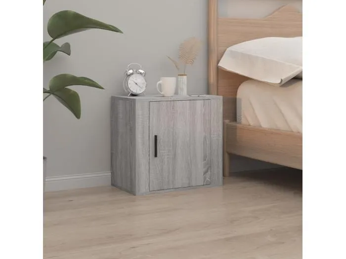 Wand-Nachttisch Grau Nachtschrank Sonoma 50x30x47 cm -RN40642