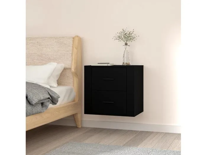 Wand-Nachttisch Nachtschrank Schwarz 50x36x47 cm -RN61581